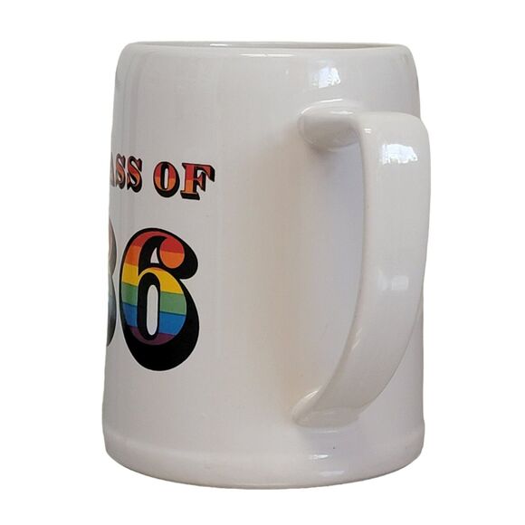 VTG 80s Class of 86 Mug 20 oz Papel White Multicolor Rainbow Ceramic Coffee Cup - Picture 3 of 9